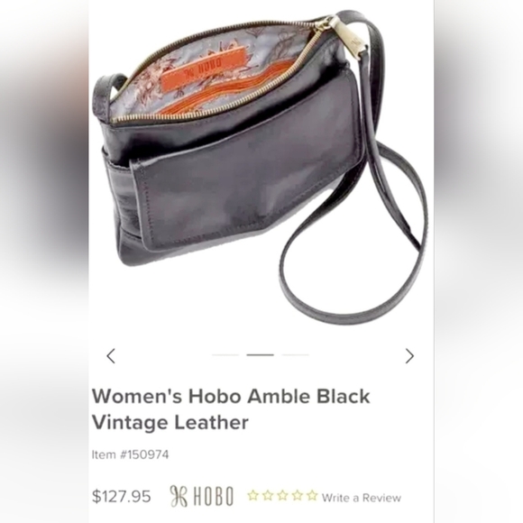 Hobo Women's Amble Black Vintage Leather Small/Mini Crossbody Bag 7"×6"×1" - Picture 1 of 16